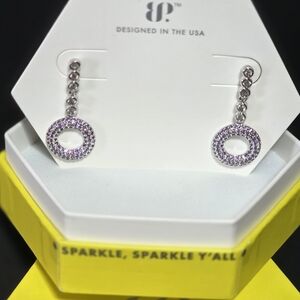 Elegant Silver and Purple Drop Earrings